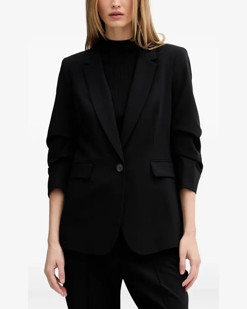 DKNY single-breasted ruched-sleeve blazer - Schwarz Schwarz