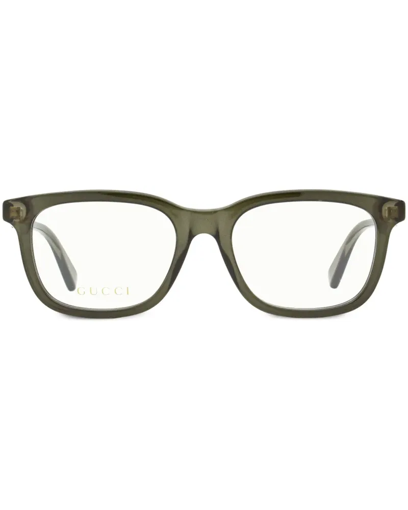 Gucci Eckige Brille mit Logo-Schild - Grau Grau