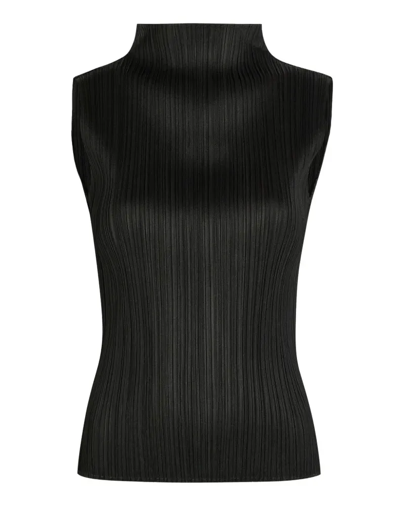 Issey Miyake pleated high-neck top - Schwarz Schwarz
