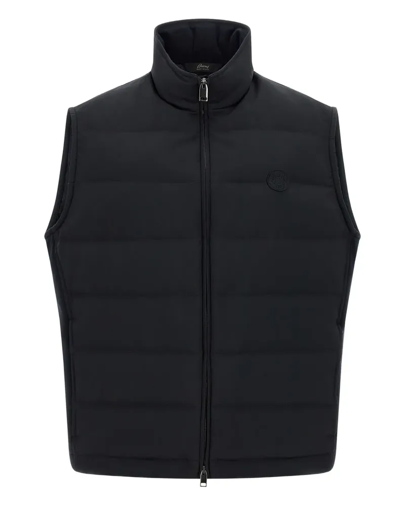 Brioni Gesteppte Weste mit Logo-Patch - Blau Blau