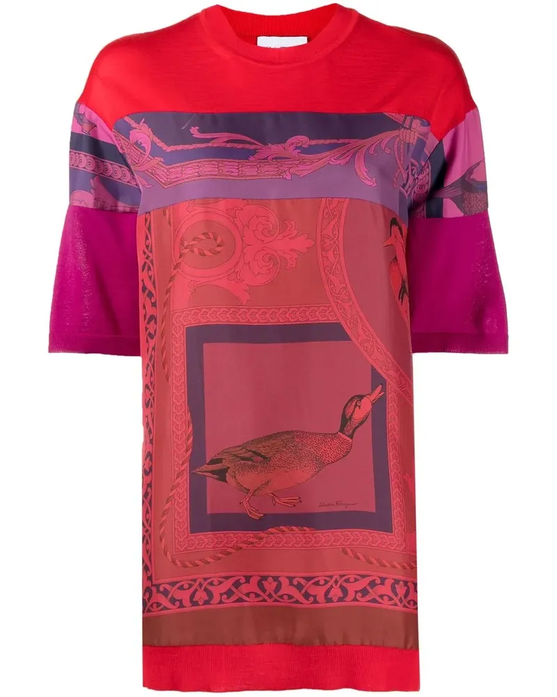 Ferragamo T-Shirt mit Print - Rot Rot