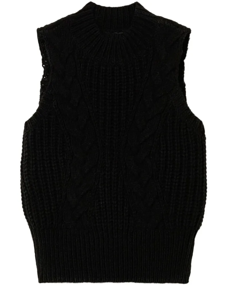 Twin-Set Strickoberteil mit Zopfmuster - Schwarz Schwarz
