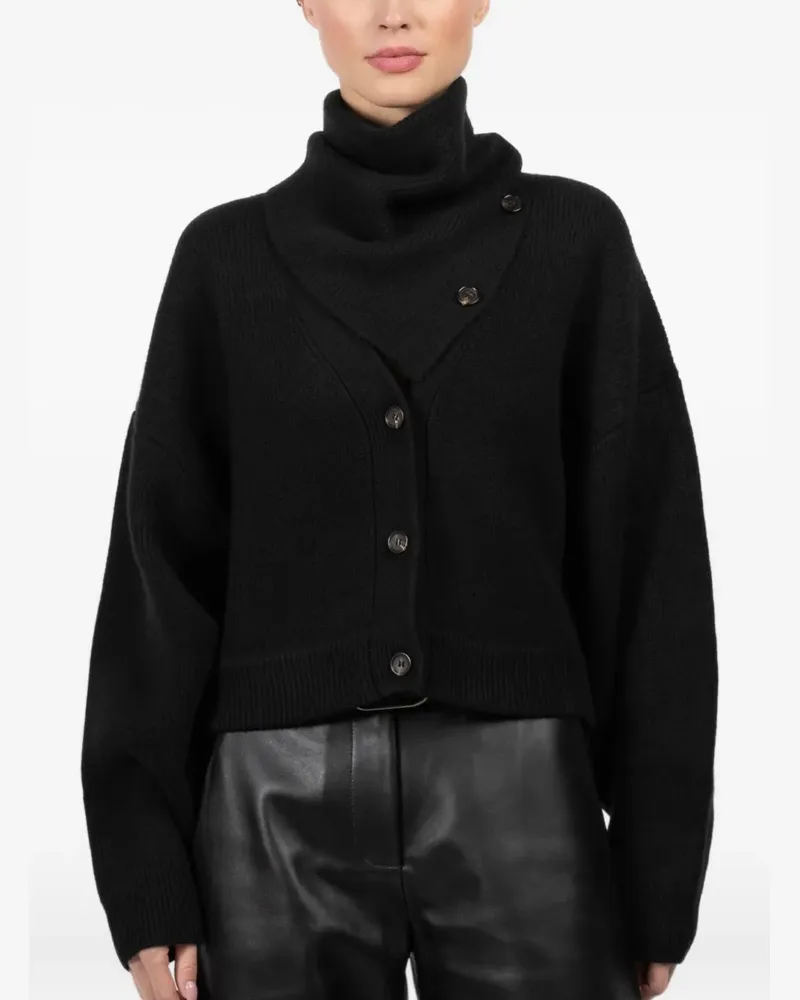 Le Kasha 1918 asymmetric-neck buttoned cardigan - Schwarz Schwarz