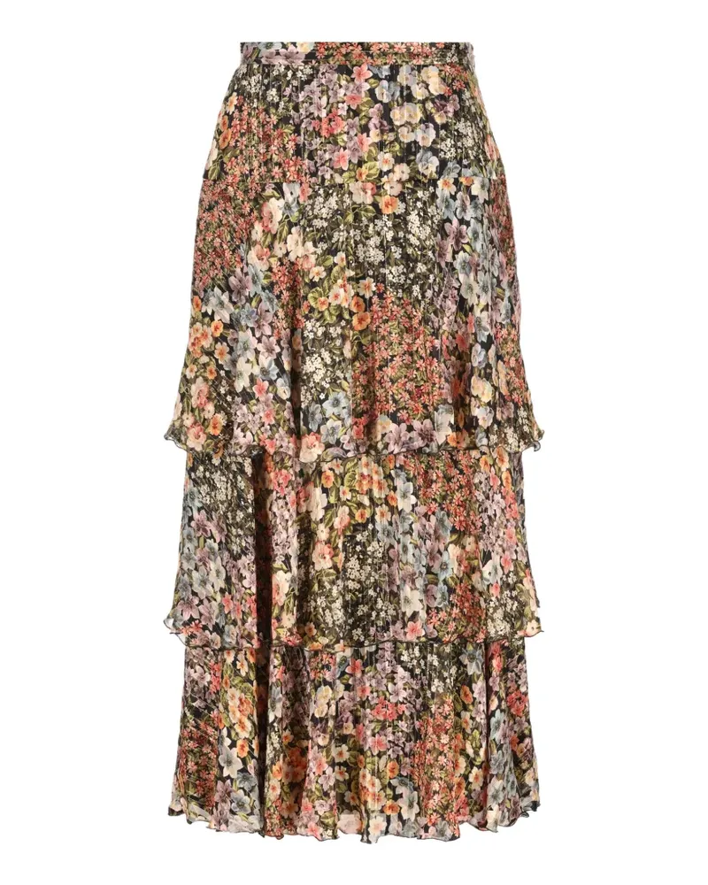 Valentino Garavani ruffled floral-print skirt - Schwarz Schwarz