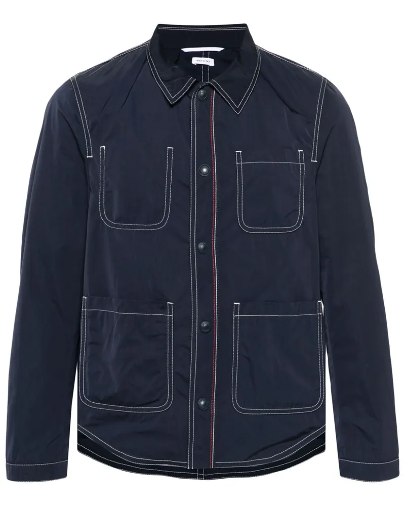 Thom Browne Hemdjacke mit Kontrastnähten - Blau Blau