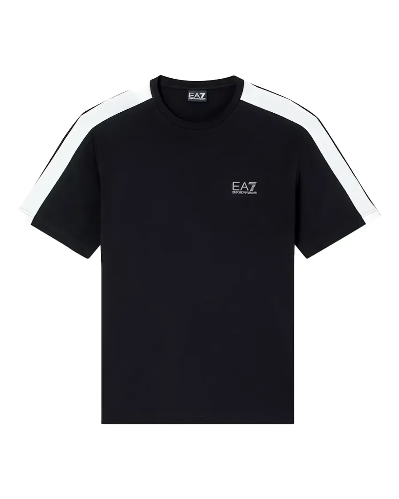 EA7 logo-print side-stripe T-shirt - Schwarz Schwarz