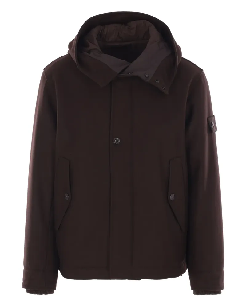 Stone Island hooded button-fastening coat - Braun Braun