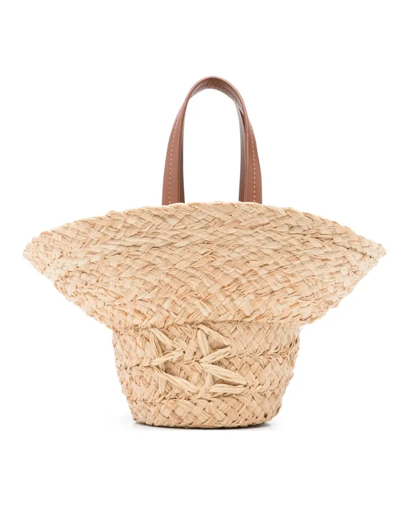 RUSLAN BAGINSKIY hat-shaped straw tote bag - Nude Nude
