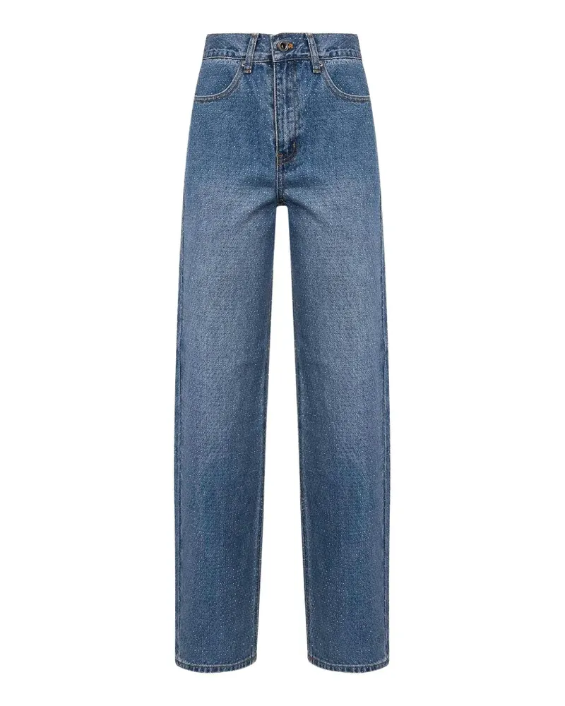 Self-Portrait rhinestone straight jeans - Blau Blau