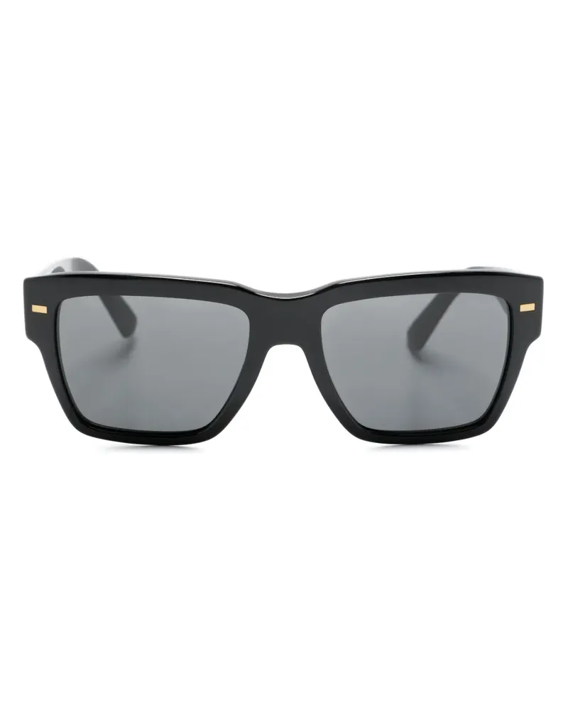 Dolce & Gabbana Eckige Sonnenbrille mit Logo - Schwarz Schwarz