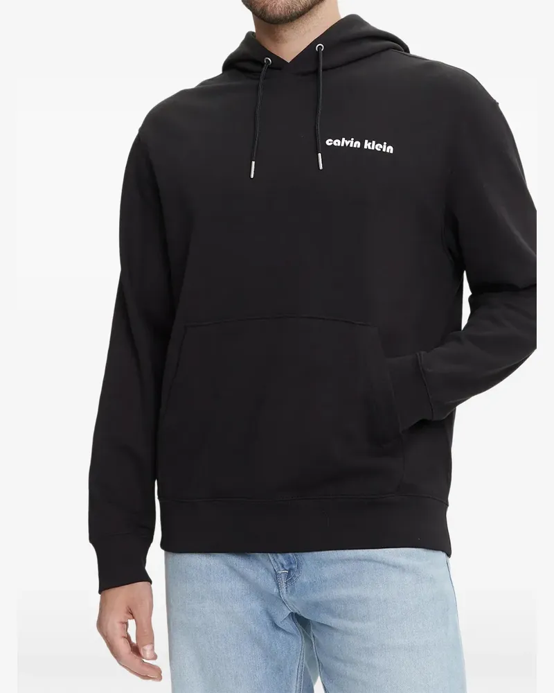 Calvin Klein drawstring kangaroo-pocket hoodie - Schwarz Schwarz