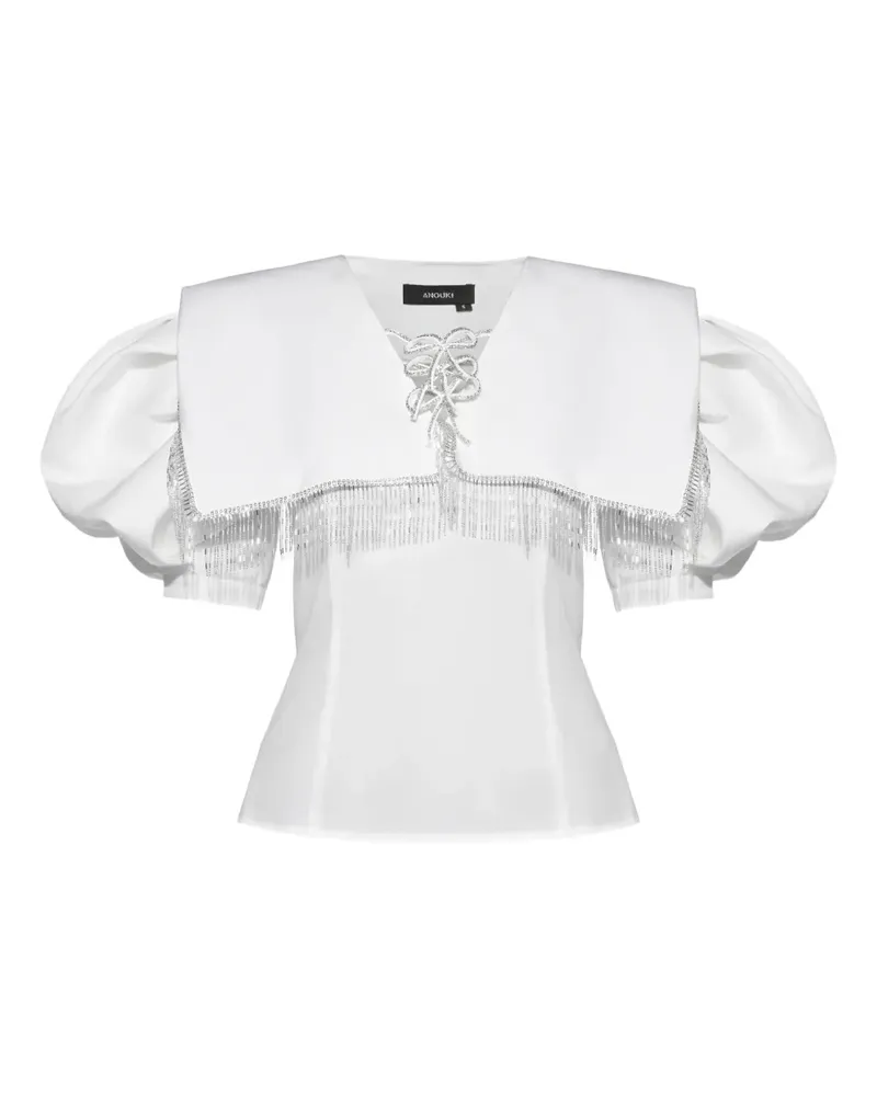ANOUKI crystal-embellished puff-sleeve blouse - Weiß Weiß
