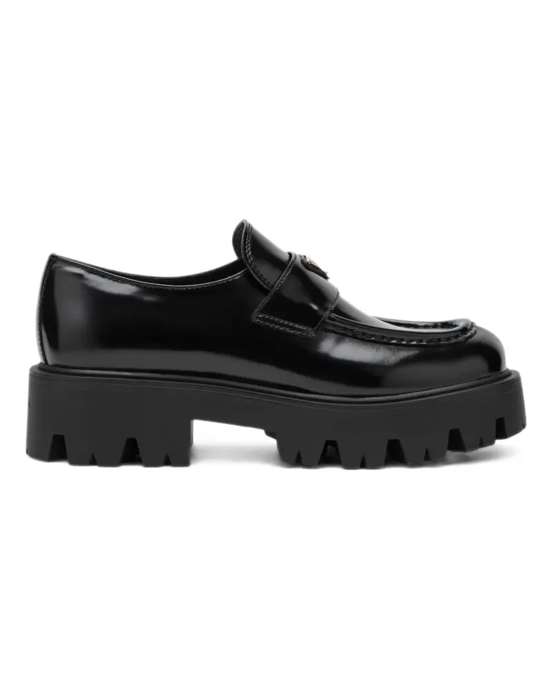 Prada Stride Loafer aus gebürstetem Leder - Schwarz Schwarz