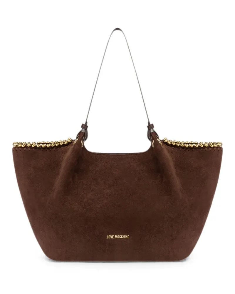 Moschino Schultertasche mit Nieten - Braun Braun