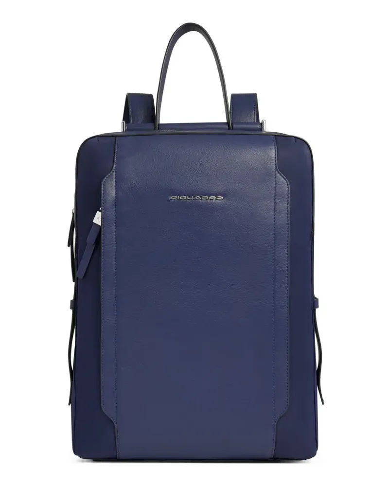 Piquadro Laptop-Rucksack mit Ledereinsatz - Blau Blau