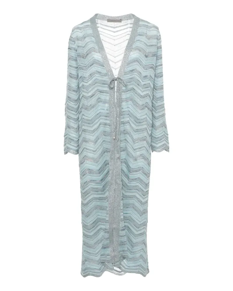 D.EXTERIOR zigzag-knit longline cardigan - Blau Blau