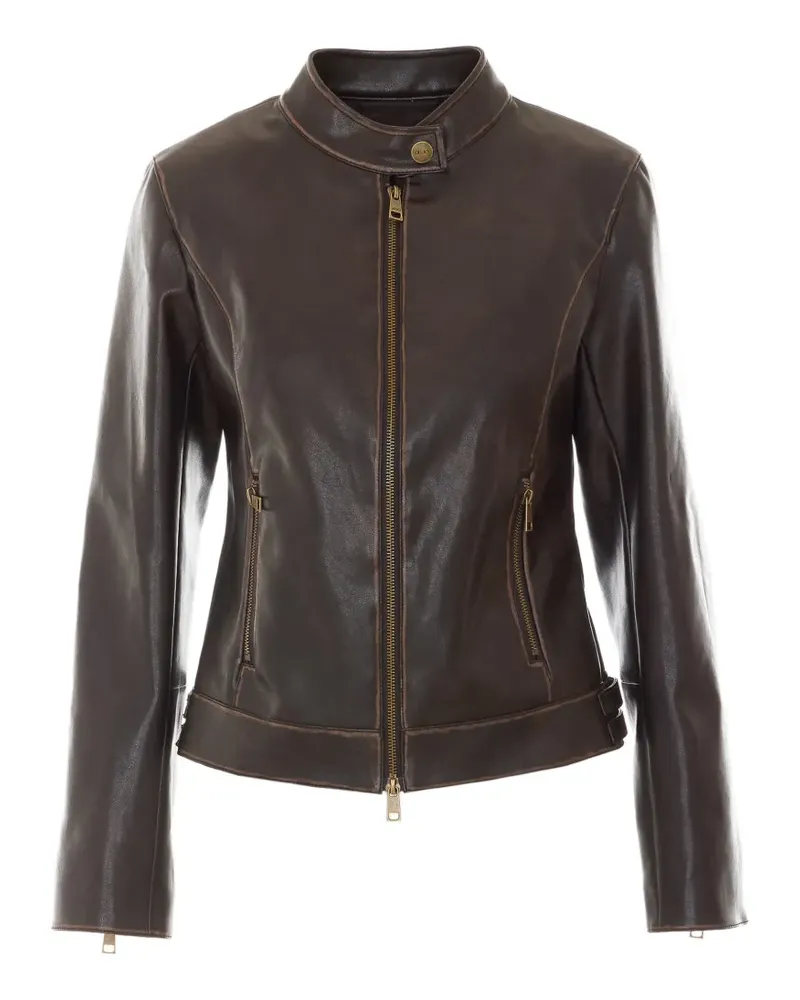 Liu Jo buckle-detail zip-fastening jacket - Braun Braun