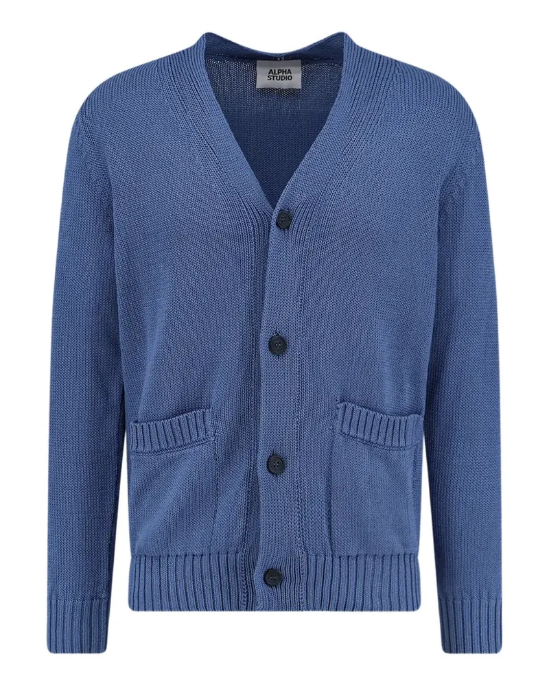 Alpha Studio Cardigan mit V-Ausschnitt - Blau Blau