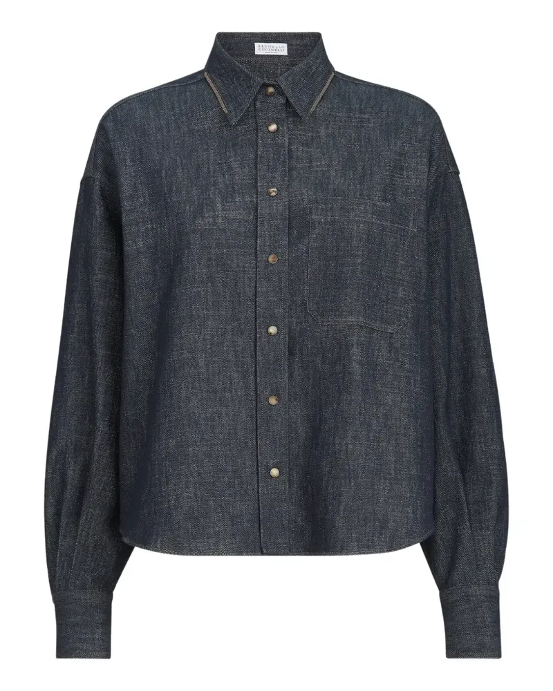 Brunello Cucinelli sparkling no-fade denim shirt with shiny collar - Blau Blau