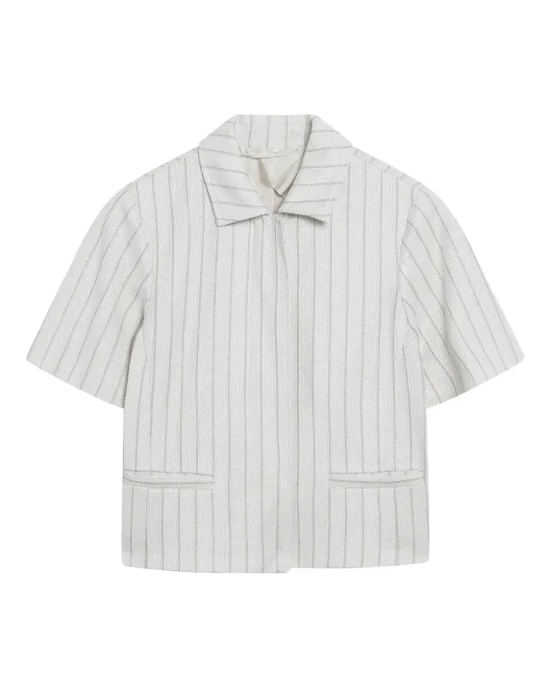 Max Mara Gestreifte Hemdjacke - Weiß Weiß