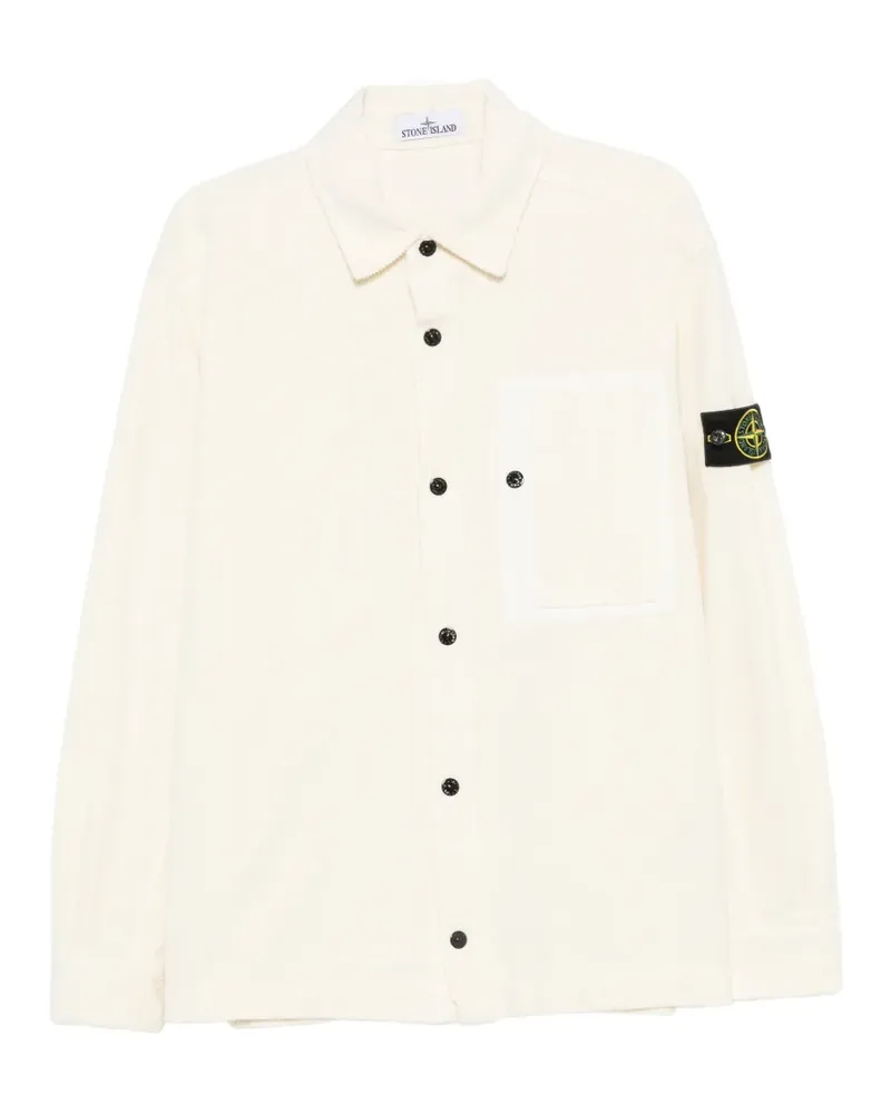 Stone Island corduroy-texture chest-pocket shirt - Weiß Weiß