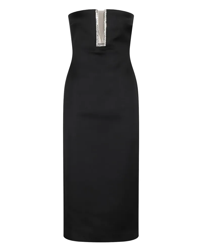 David Koma Midikleid mit Strass - Schwarz Schwarz