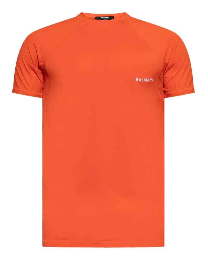 Balmain T-Shirt mit Logo-Stickerei - Orange Orange
