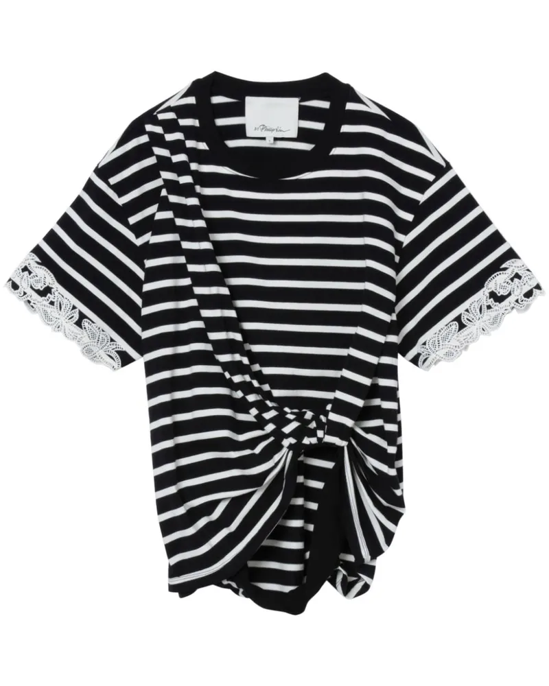 3.1 phillip lim Gestreiftes T-Shirt - Schwarz Schwarz