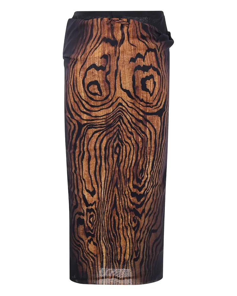 Jean Paul Gaultier Drapierter Rock mit Holz-Print - Braun Braun