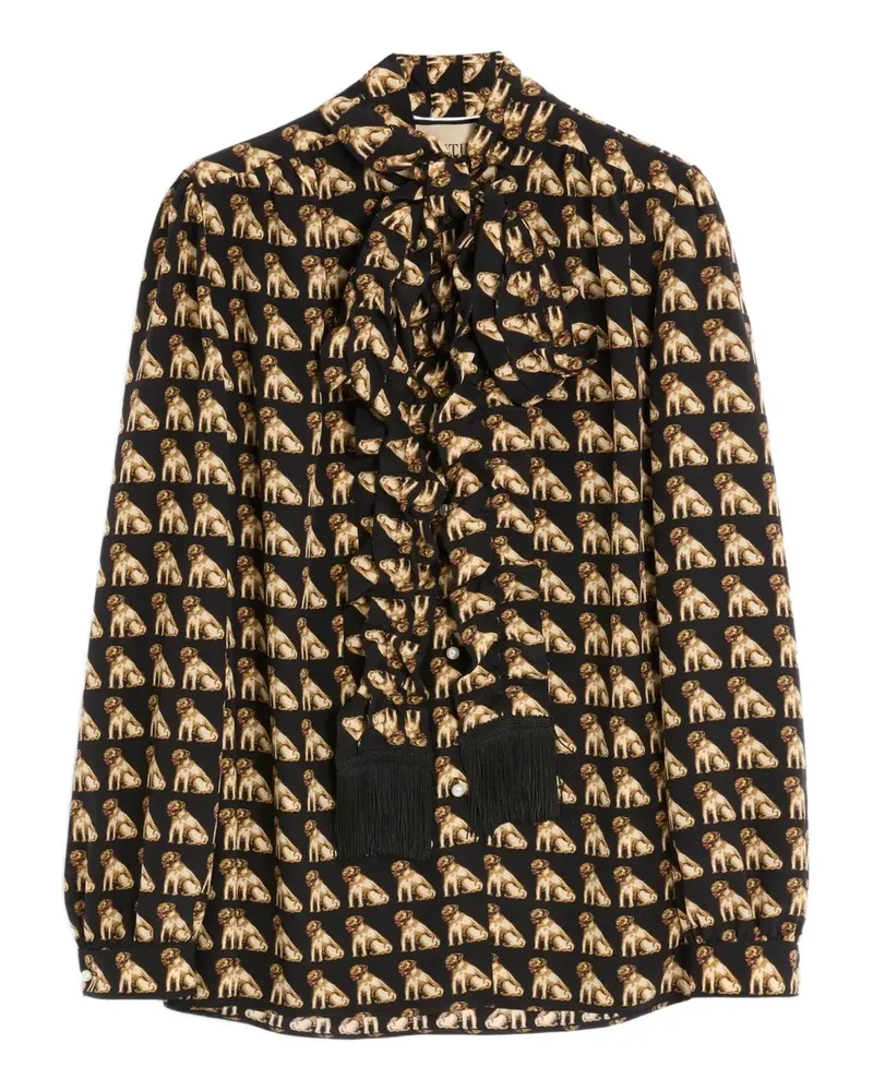 Valentino Garavani Bluse mit Elefanten-Print - Schwarz Schwarz