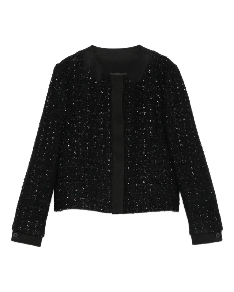 Emporio Armani Tweed-Jacke mit Knopfdetail - Schwarz Schwarz