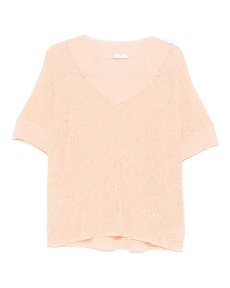 PANICALE Cashmere Top mit Pailletten - Orange Orange