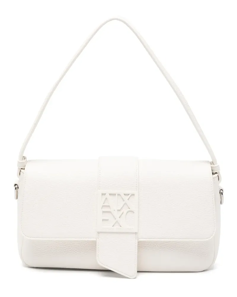 Armani Exchange logo-plaque pebbled shoulder bag - Weiß Weiß