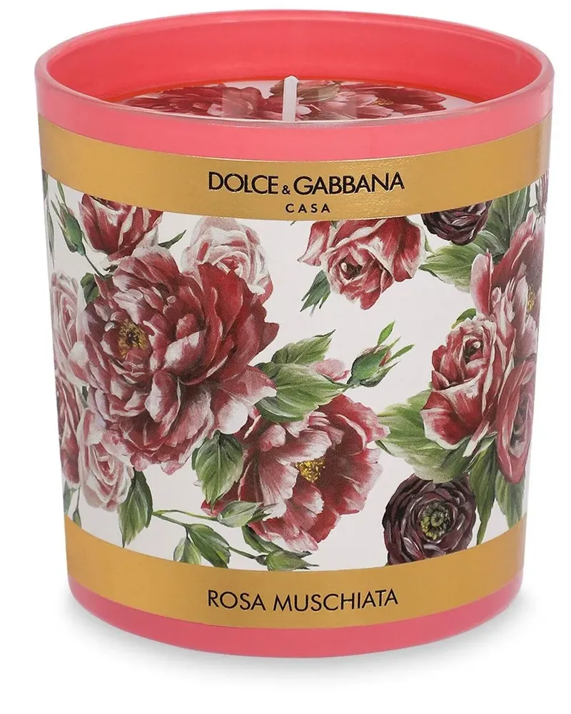 Dolce & Gabbana Duftkerze mit Blumen-Print 250g - Rosa Rosa
