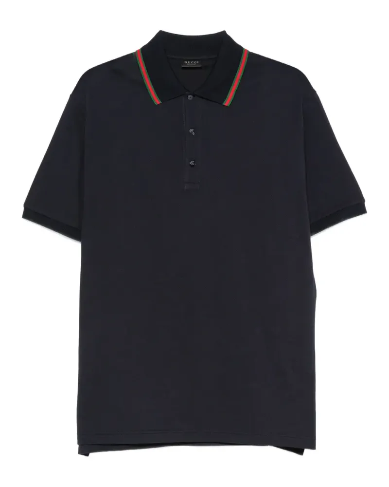 Gucci Web-stripe piqué polo shirt - Blau Blau