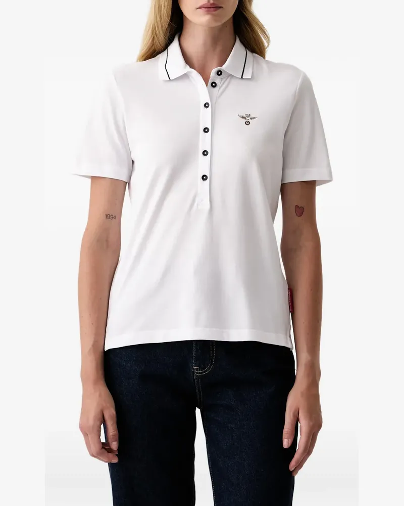 Aeronautica Militare Poloshirt mit Logo-Stickerei - Weiß Weiß