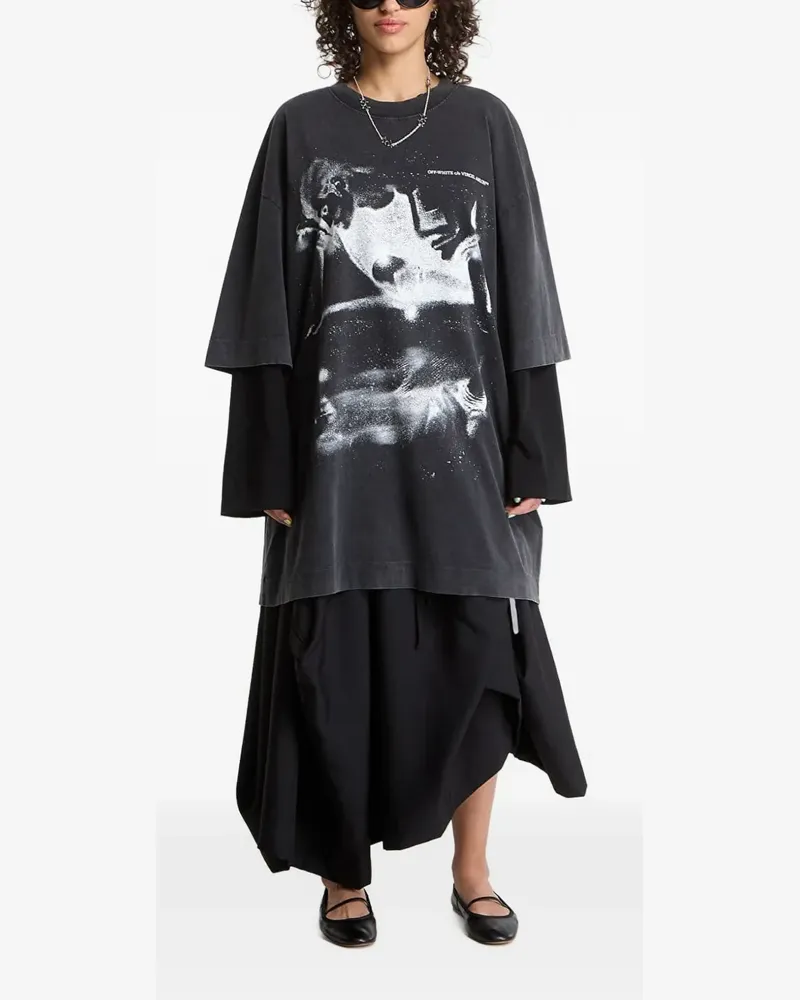 OFF-WHITE Dreaming Narciso graphic-print mini T-shirt dress - Schwarz Schwarz