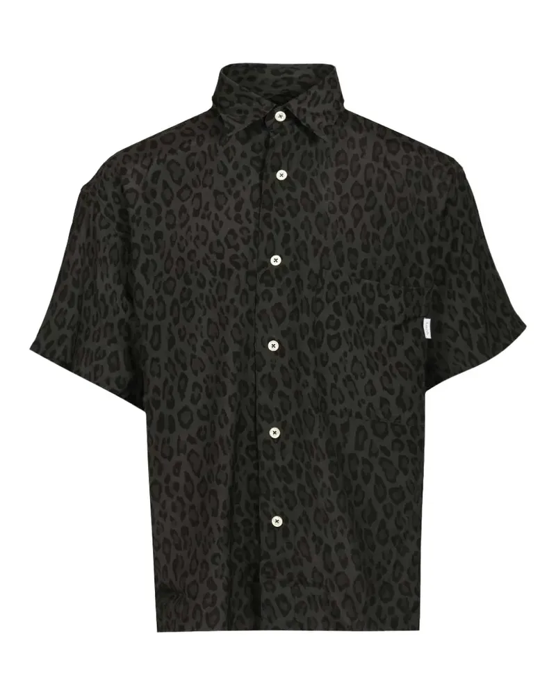 Amish leopard-print short-sleeve shirt - Grün Grün