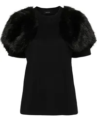 Simone Rocha T-Shirt mit Faux Fur Schwarz