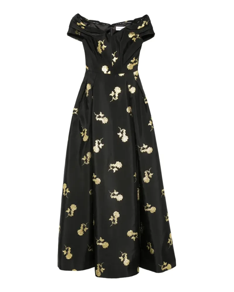 Rebecca Vallance Mariya Abendkleid aus Blumen-Jacquard - Schwarz Schwarz