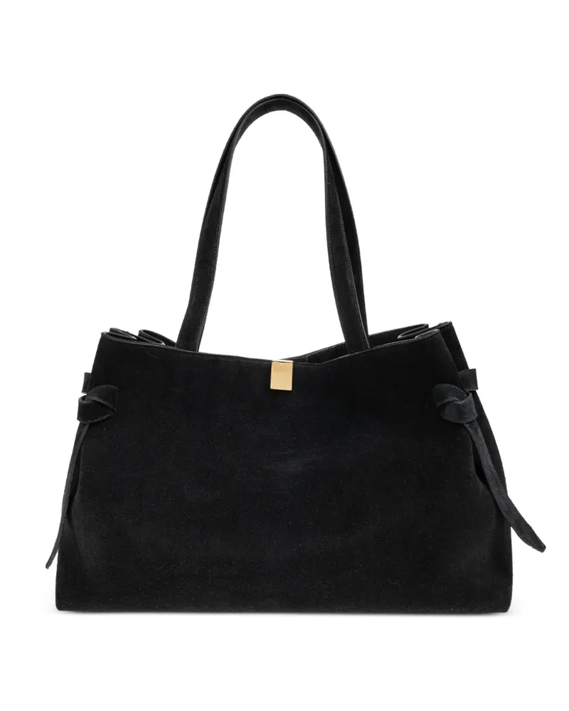 YUZEFI Gyoza knotted-detail suede tote bag - Schwarz Schwarz