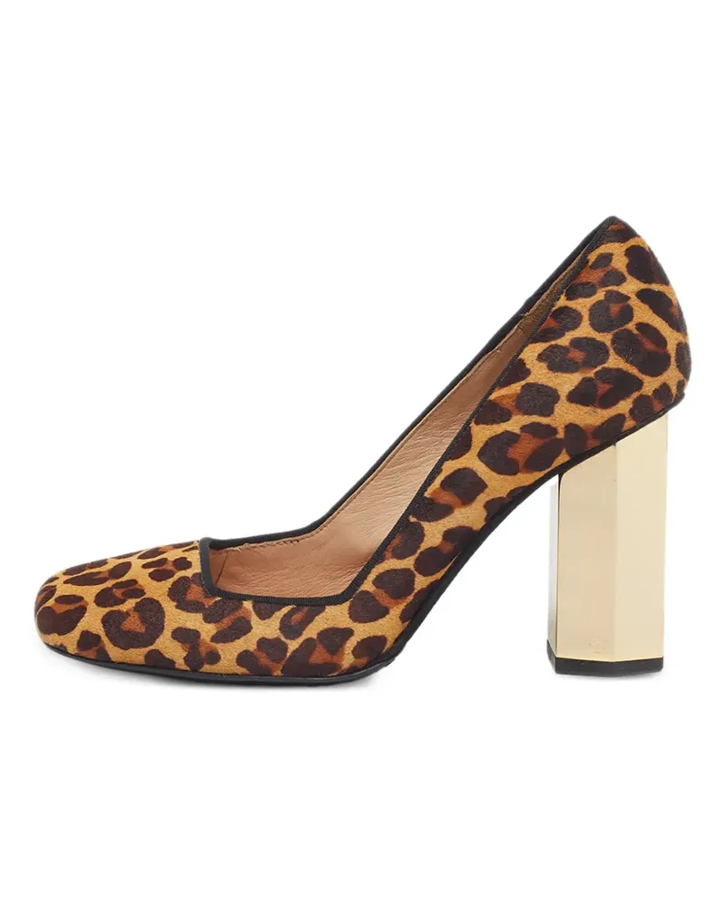 Tory Burch leopard-print square-toe pumps - Nude Nude