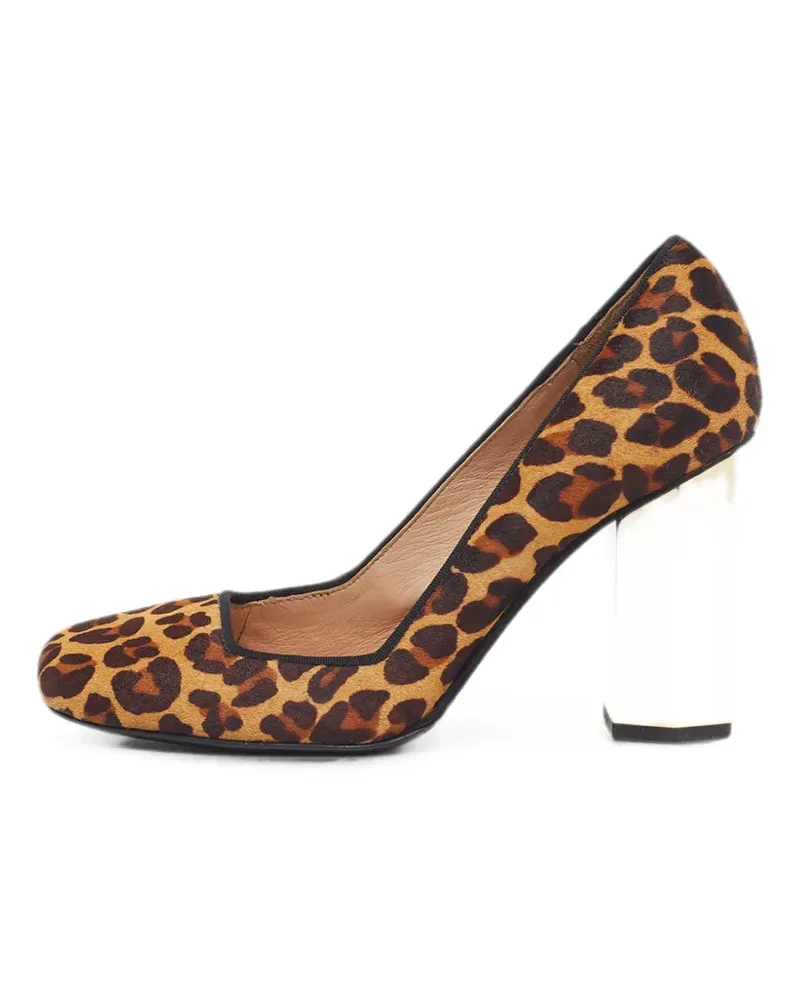 Tory Burch leopard-print square-toe pumps - Nude Nude