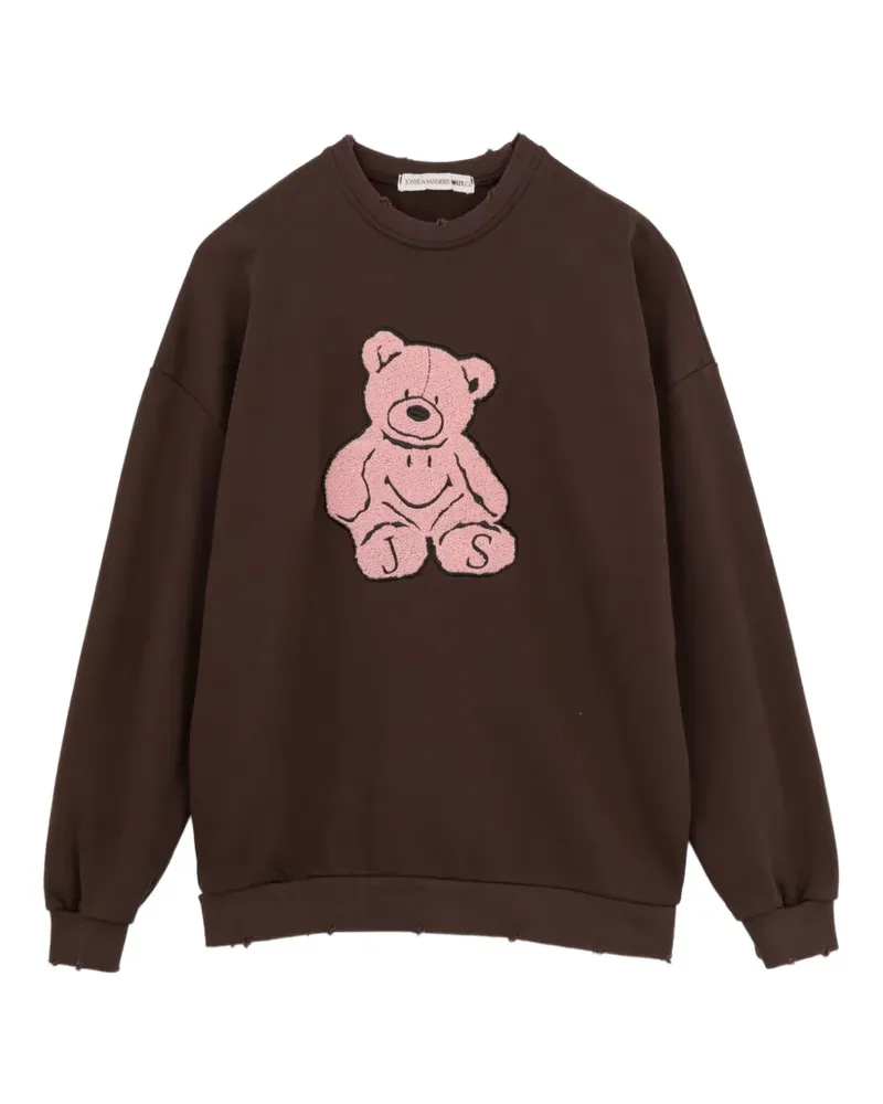 Joshua Sanders Distressed-Pullover mit Teddy-Patch - Braun Braun