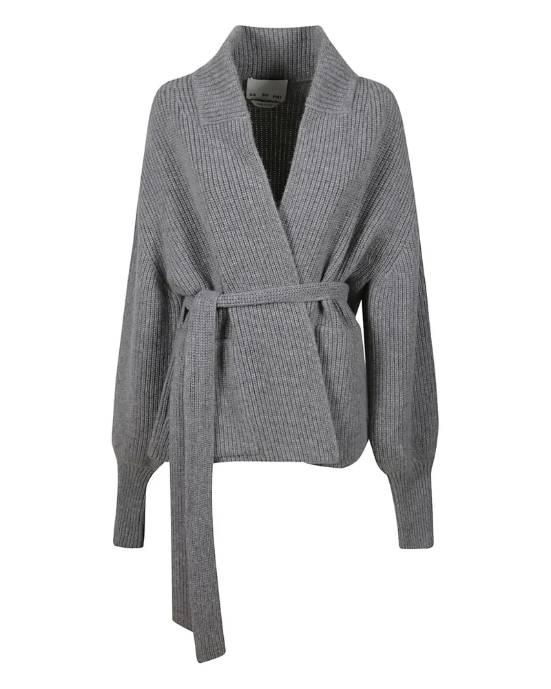Sa Su Phi Wickelcardigan mit Gürtel - Grau Grau