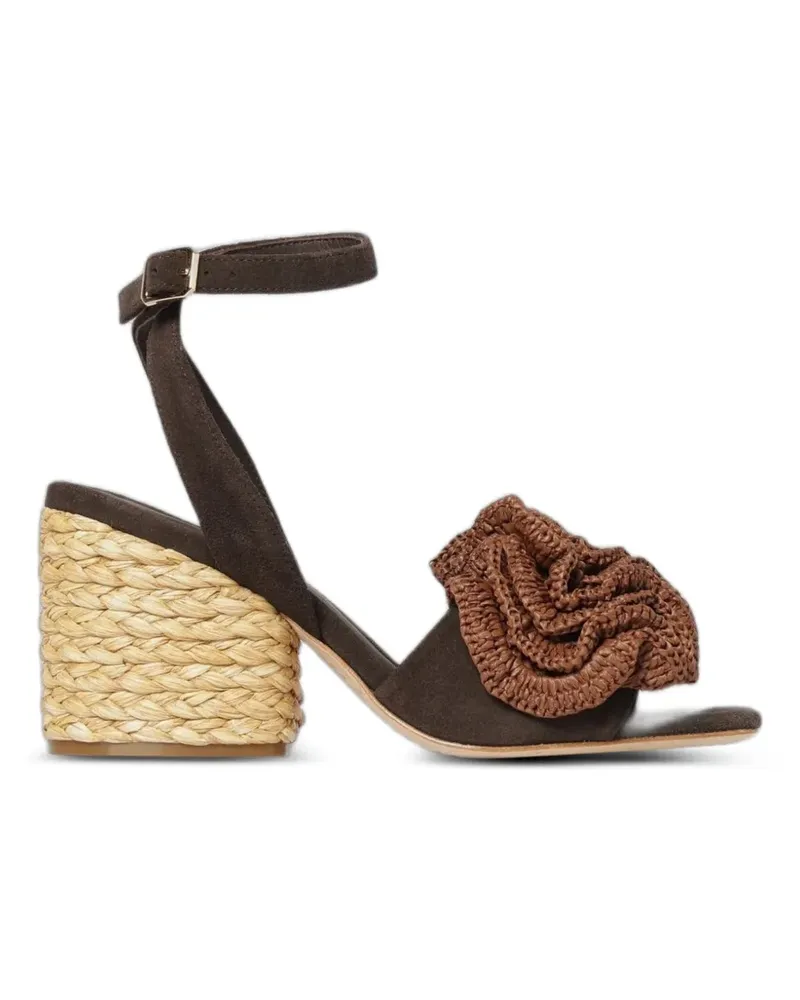 Paloma Barceló raffia-flower calf suede sandals - Braun Braun