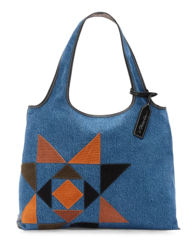 3.1 phillip lim Mini Patchwork-Tote Bag aus Wildleder - Blau Blau