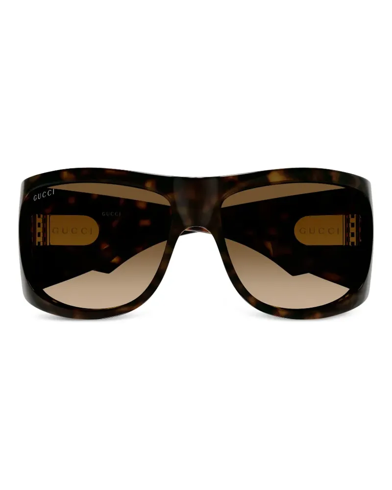 Gucci tortoiseshell-effect double G sunglasses - Braun Braun