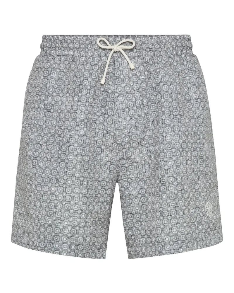 Brunello Cucinelli Badeshorts mit grafischem Print - Grau Grau