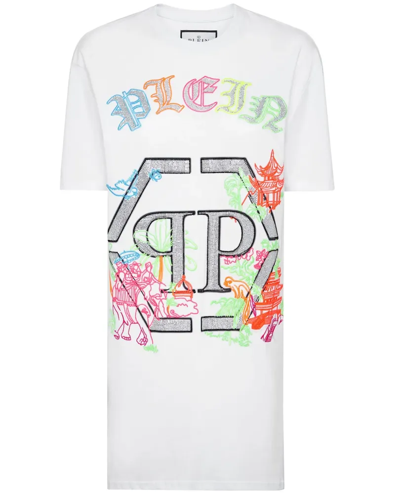 Philipp Plein T-Shirtkleid mit Logo - Weiß Weiß